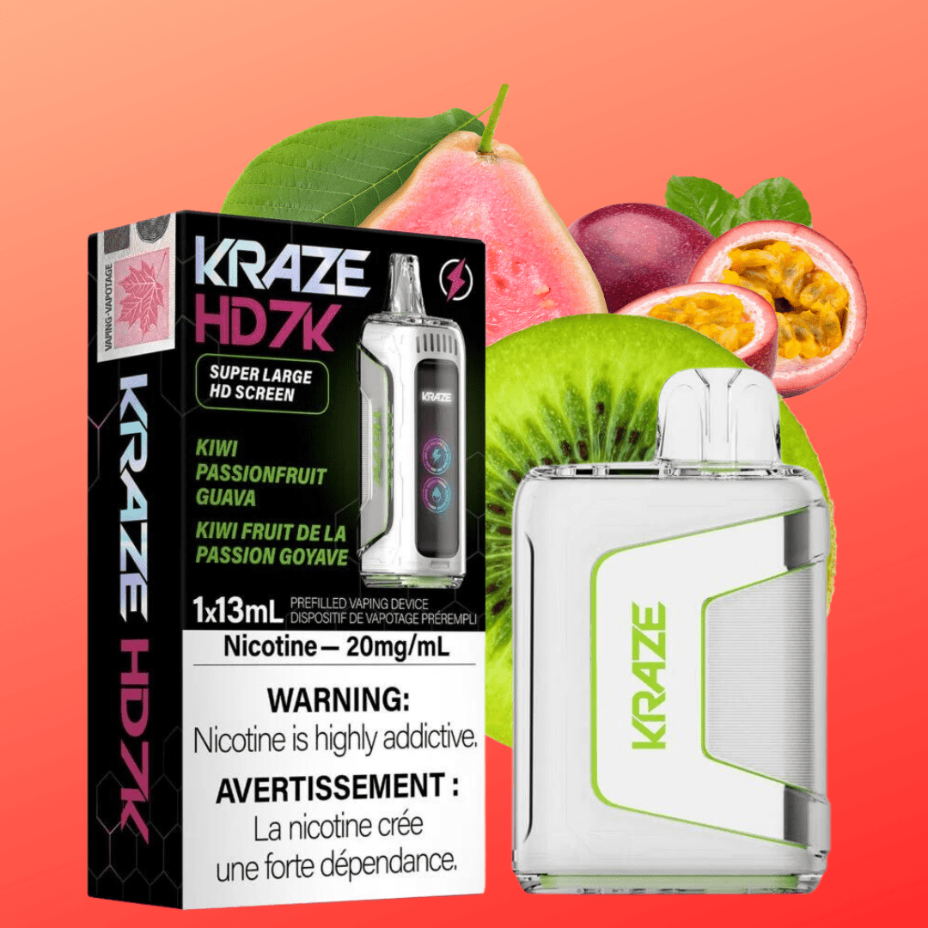 Kraze HD 7k Disposable Vape-Kiwi Passionfruit Guava 20mg / 7000 Puffs Vapexcape Vape and Bong Shop Regina Saskatchewan