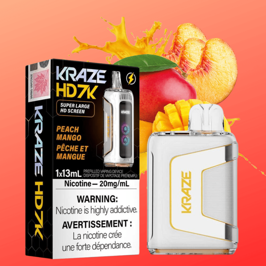 Kraze HD 7k Disposable Vape-Peach Mango 20mg Vapexcape Vape and Bong Shop Regina Saskatchewan