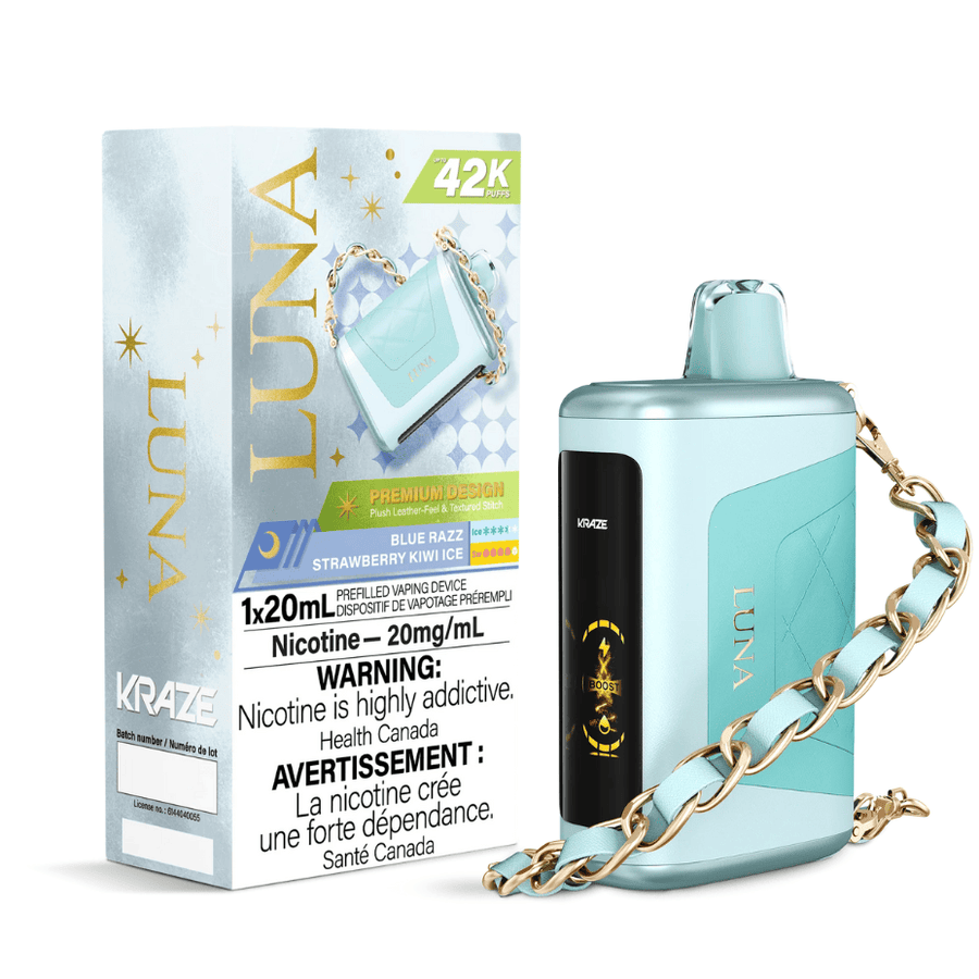 Kraze Luna 42K Disposable Vape - Blue Razz Strawberry Kiwi Ice 20mg / 42000 Vape Superstore  Saskatchewan Canada