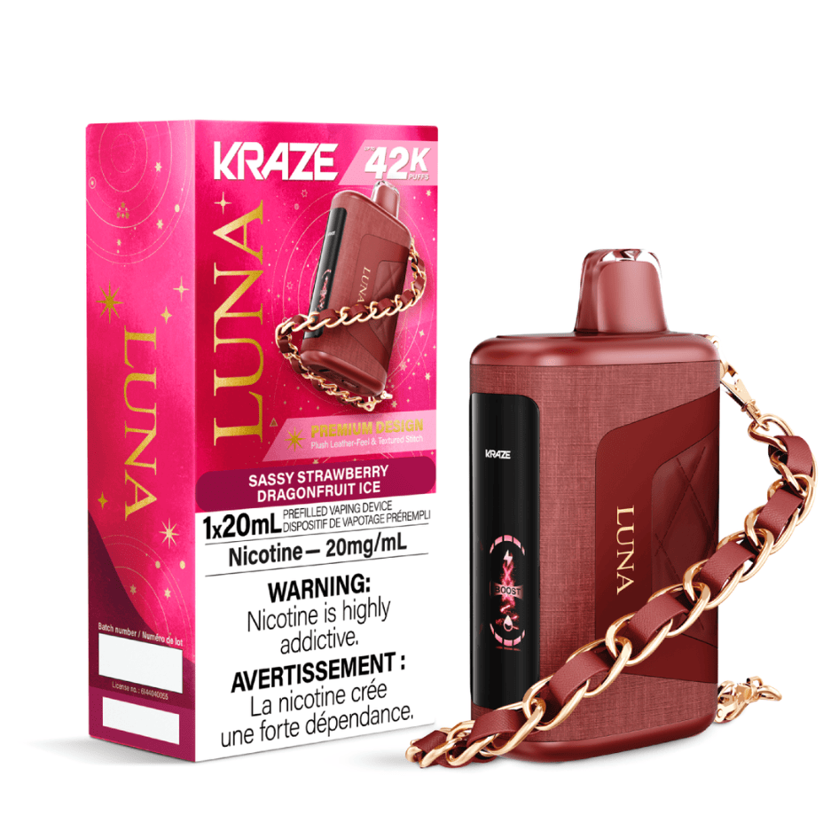 Kraze Luna 42K Disposable Vape - Sassy Strawberry Dragonfruit Ice 20mg / 42000 Vape Superstore  Saskatchewan Canada