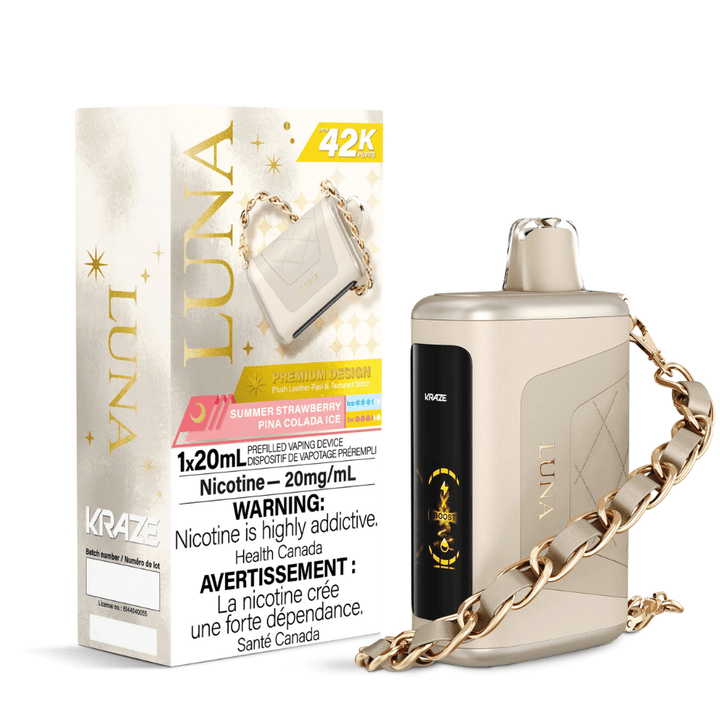 Kraze Luna 42K Disposable Vape - Summer Strawberry Pina Colada Ice 20mg / 42000 Vape Superstore  Saskatchewan Canada