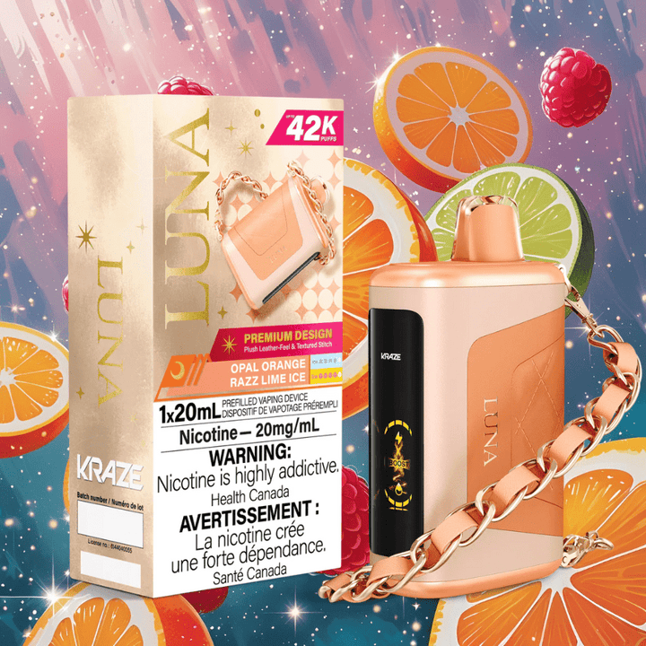 Kraze Luna Disposable Vape-Opal Orange Razz Lime Ice Vapexcape Vape and Bong Shop Regina Saskatchewan