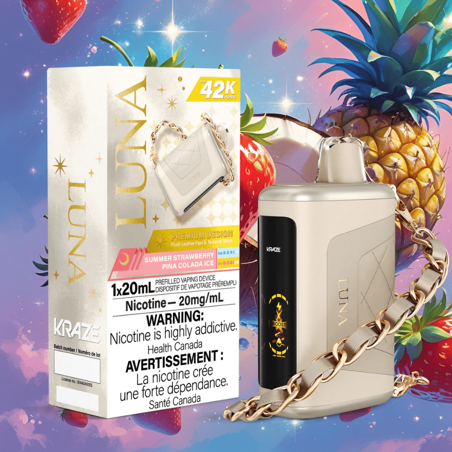 Kraze Luna Disposable Vape-Summer Strawberry Pina Colada Ice Vapexcape Vape and Bong Shop Regina Saskatchewan