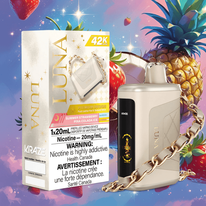 Kraze Luna Disposable Vape-Summer Strawberry Pina Colada Ice Vapexcape Vape and Bong Shop Regina Saskatchewan