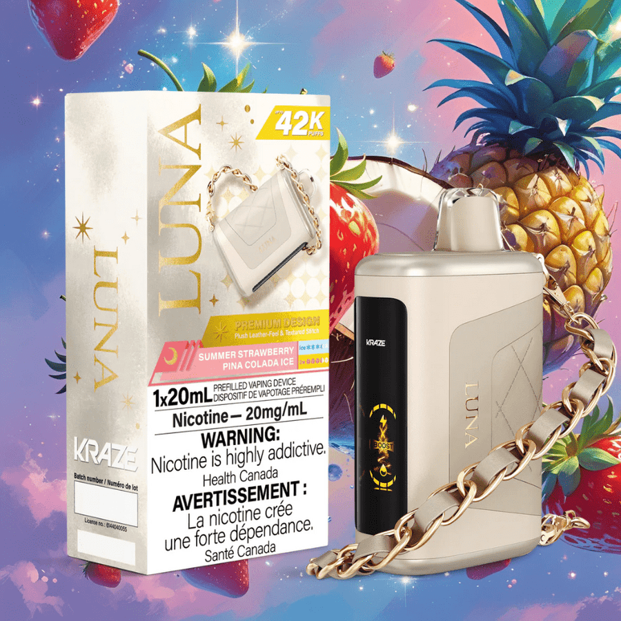 Kraze Luna Disposable Vape-Summer Strawberry Pina Colada Ice Vapexcape Vape and Bong Shop Regina Saskatchewan