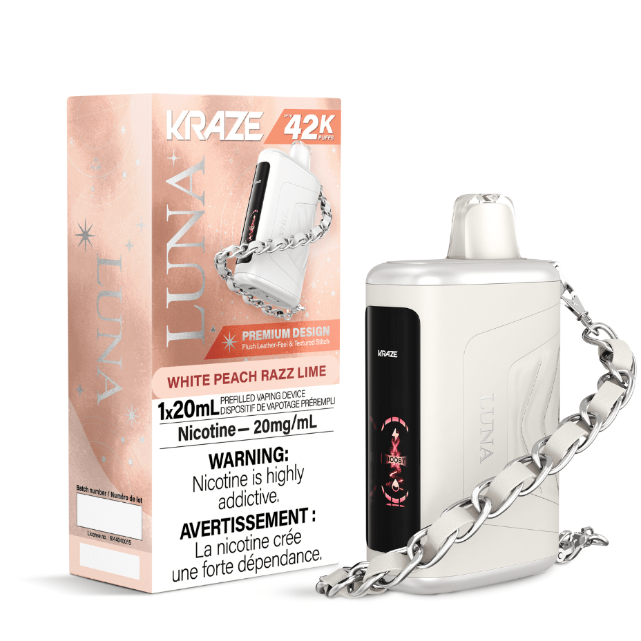 Kraze Luna Disposable Vape-White Peach Razz Lime Vapexcape Vape and Bong Shop Regina Saskatchewan