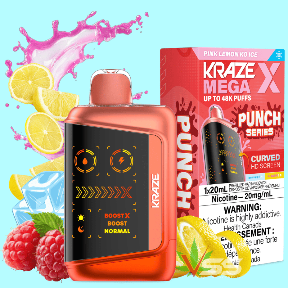 Kraze Mega X 48K Disposable Vape - Pink Lemon KO Iced Vape Superstore  Saskatchewan Canada