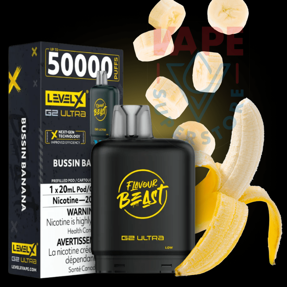 Level X G2 Ultra Flavour Beast Pod 50k-Bussin Banana 50000 Puffs / 20mg Vape Superstore  Saskatchewan Canada