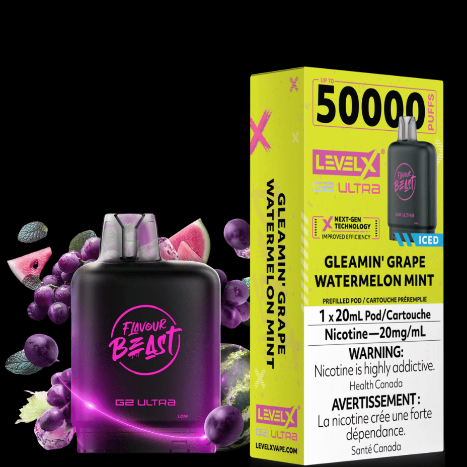 Level X G2 Ultra Flavour Beast Pod 50k-Gleamin Grape Watermelon Mint Iced Vapexcape Vape and Bong Shop Regina Saskatchewan