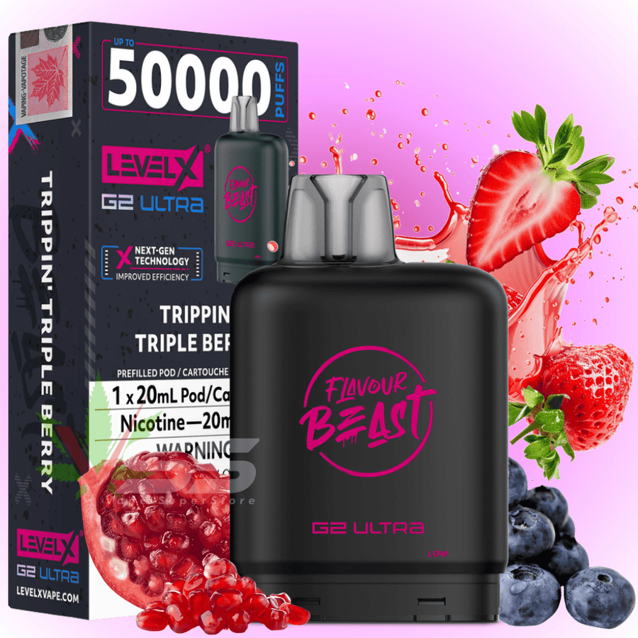 Level X G2 Ultra Flavour Beast Pod 50k-Trippin' Triple Berry 50000 Puffs / 20mg Vape Superstore  Saskatchewan Canada