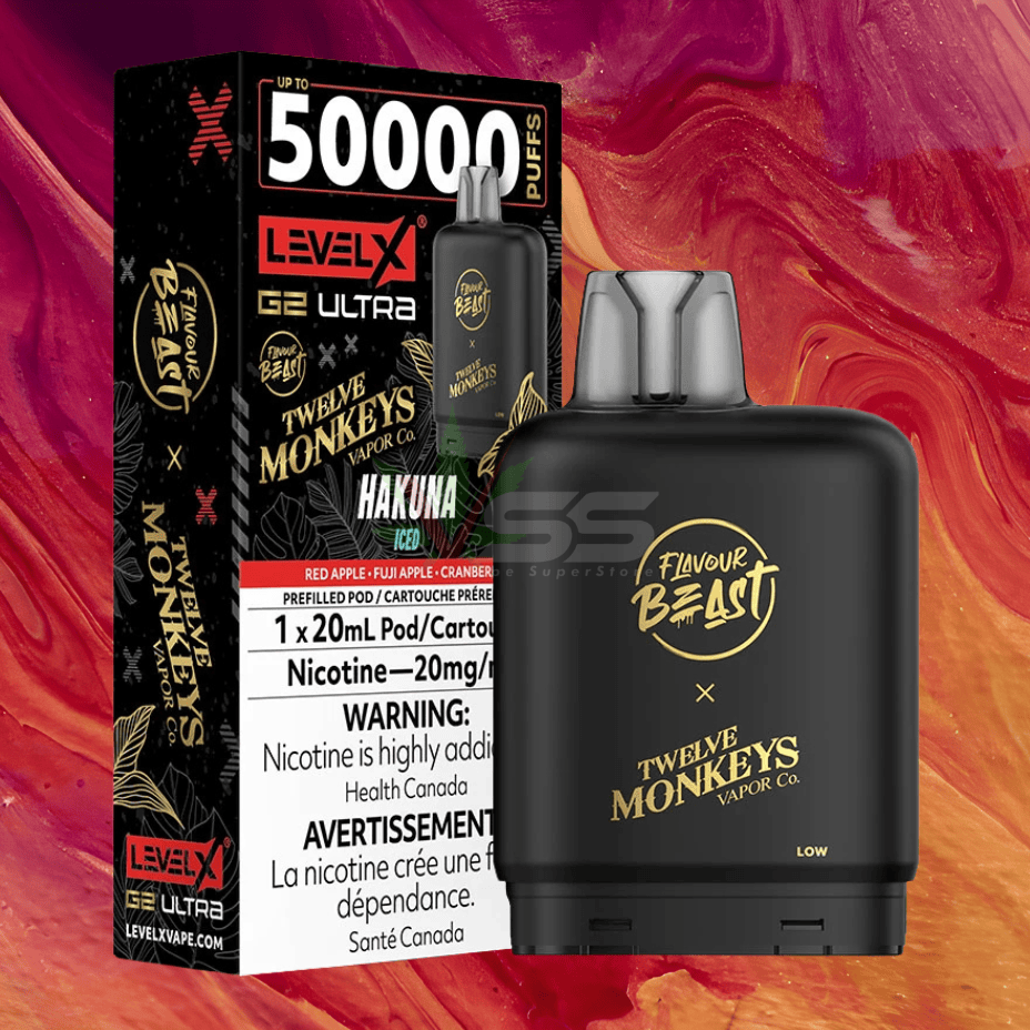 Level X G2 Ultra x 12 Monkeys - Hakuna 20mL / 50000 Puffs / 20mg Vape Superstore  Saskatchewan Canada