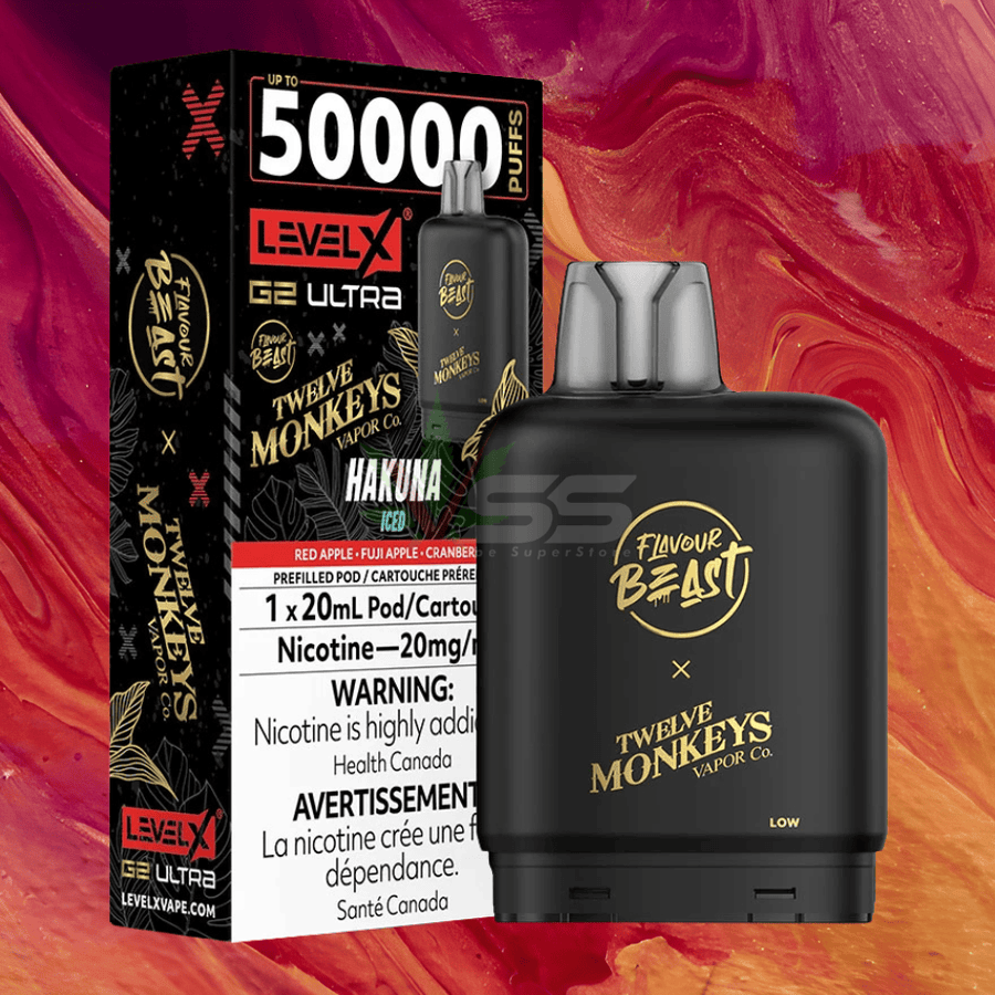 Level X G2 Ultra x 12 Monkeys - Hakuna 20mL / 50000 Puffs / 20mg Vape Superstore  Saskatchewan Canada