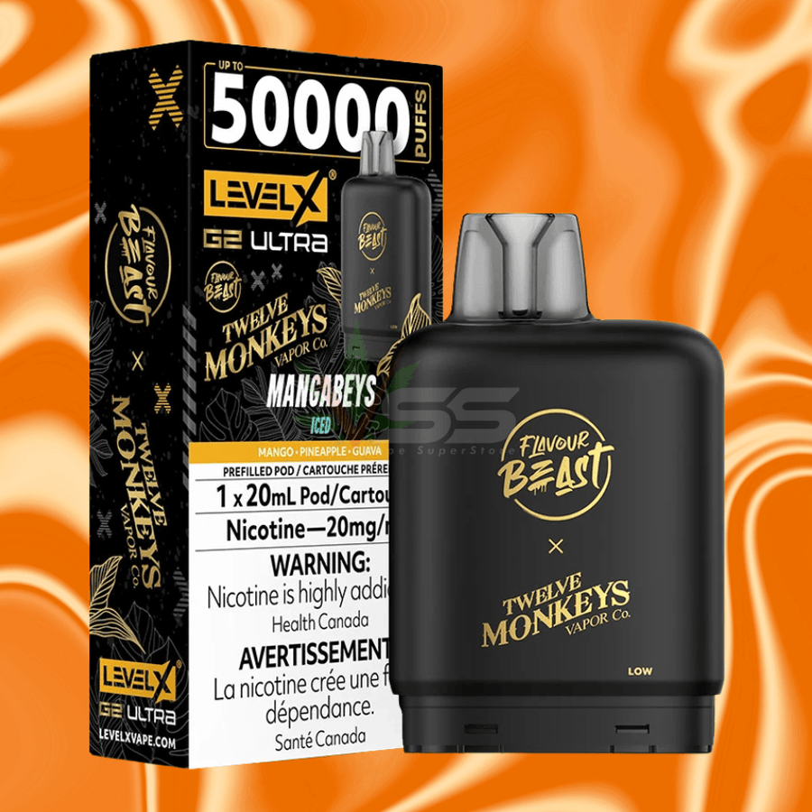 Level X G2 Ultra x 12 Monkeys - Mangabeys 20mL / 50000 Puffs / 20mg Vape Superstore  Saskatchewan Canada