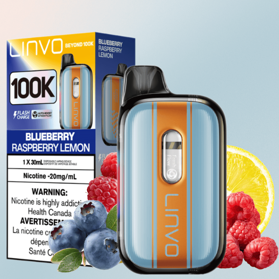 Linvo Beyond 100K Disposable Vape - Blueberry Raspberry Lemon 30mL / 100000 Puffs / 20mg Vape Superstore  Saskatchewan Canada