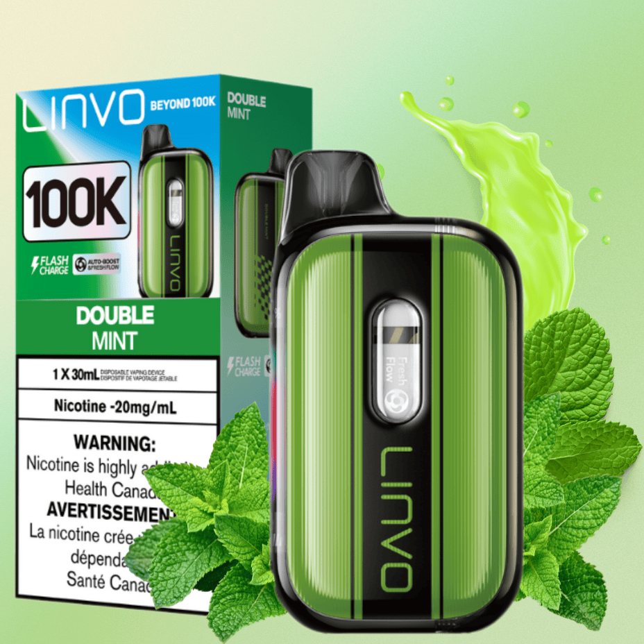 Linvo Beyond 100K Disposable Vape - Double Mint 30mL / 100000 Puffs / 20mg Vape Superstore  Saskatchewan Canada