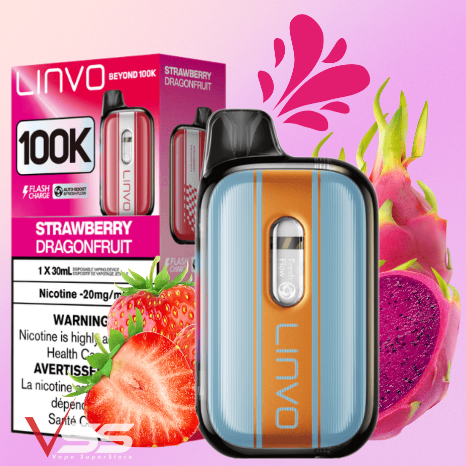 Linvo Beyond 100K Disposable Vape - Strawberry Dragonfruit 30mL / 100000 Puffs / 20mg Vape Superstore  Saskatchewan Canada