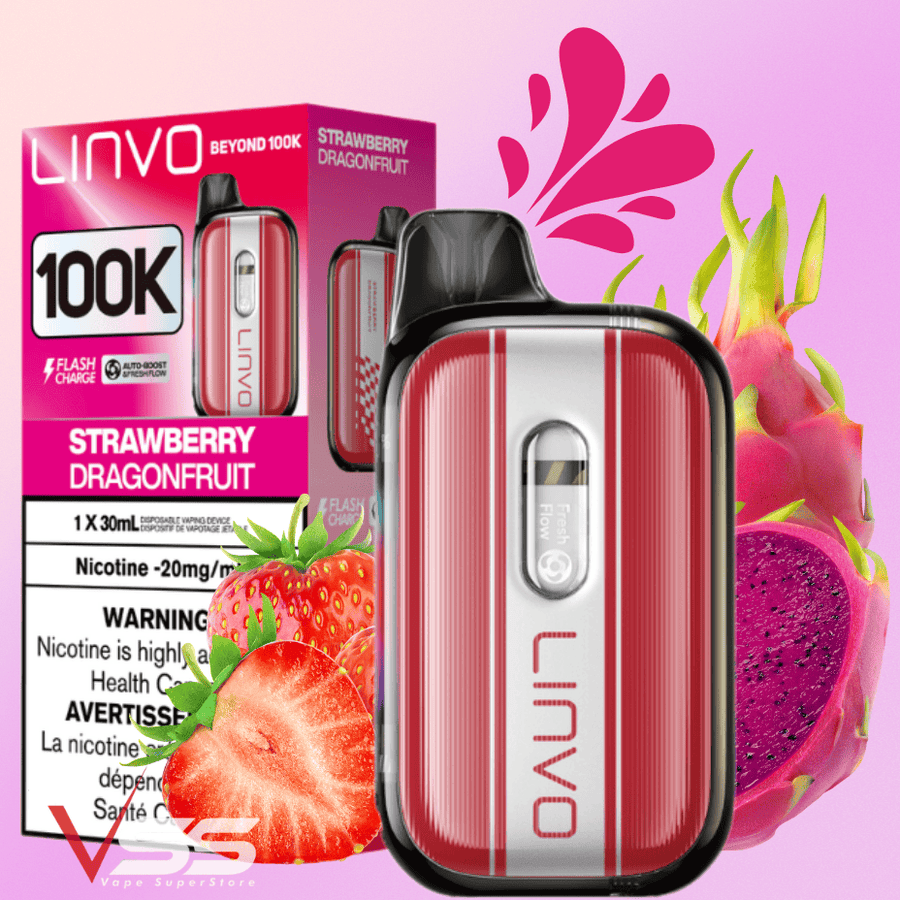 Linvo Beyond 100K Disposable Vape - Strawberry Dragonfruit 30mL / 100000 Puffs / 20mg Vape Superstore  Saskatchewan Canada
