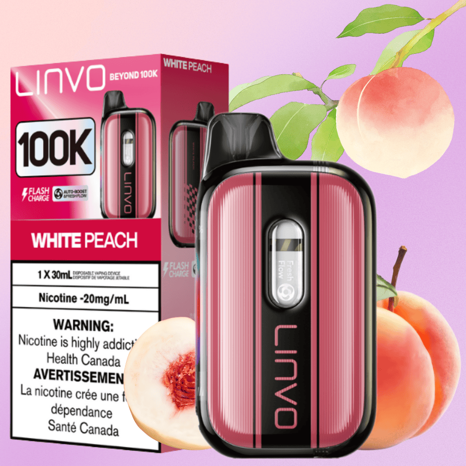 Linvo Beyond 100K Disposable Vape - White Peach 30mL / 100000 Puffs / 20mg Vape Superstore  Saskatchewan Canada