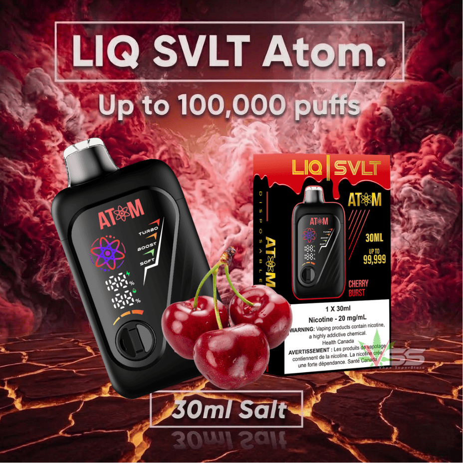 LIQ SVLT Atom 100K Disposable Vape-Cherry Burst Vape Superstore  Saskatchewan Canada