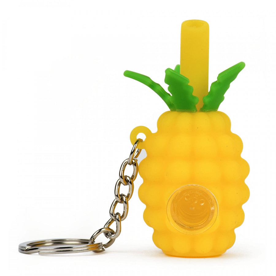 LIT Silicone Pineapple Hand Pipe & Keychain Yellow / 3.5" Vapexcape Vape and Bong Shop Regina Saskatchewan