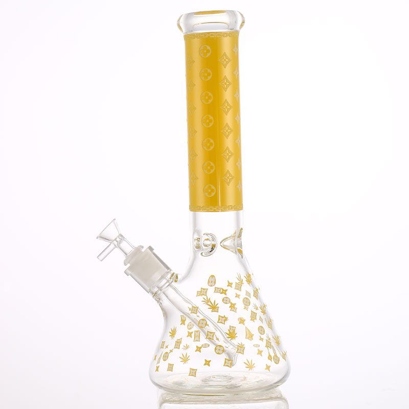 LV Pattern 7mm Beaker Bong-Glow In The Dark-14.5" 7mm / Yellow Vape Superstore  Saskatchewan Canada