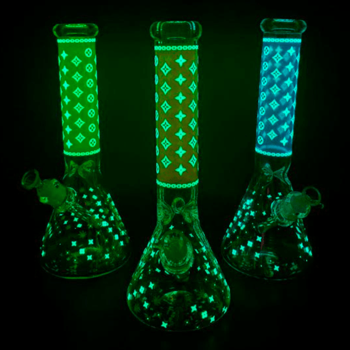 LV Pattern 7mm Beaker Bong-Glow In The Dark-14.5" Vape Superstore  Saskatchewan Canada