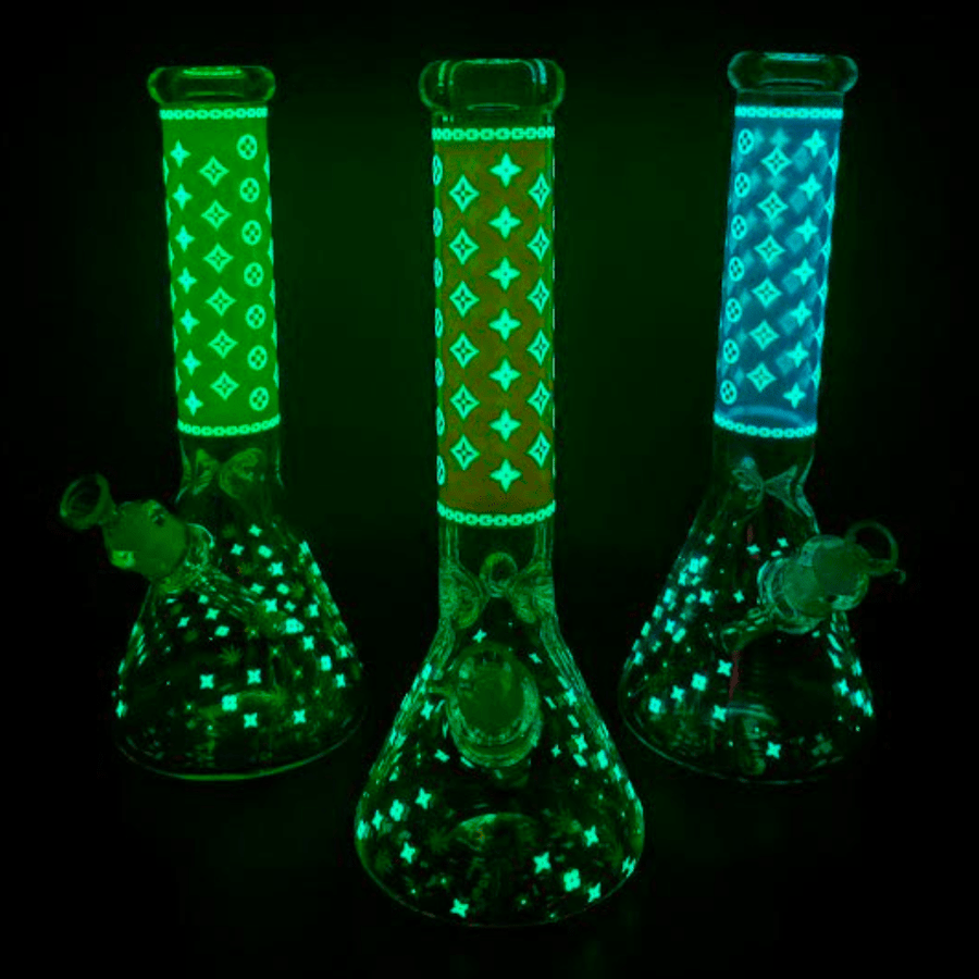 LV Pattern 7mm Beaker Bong-Glow In The Dark-14.5" Vape Superstore  Saskatchewan Canada
