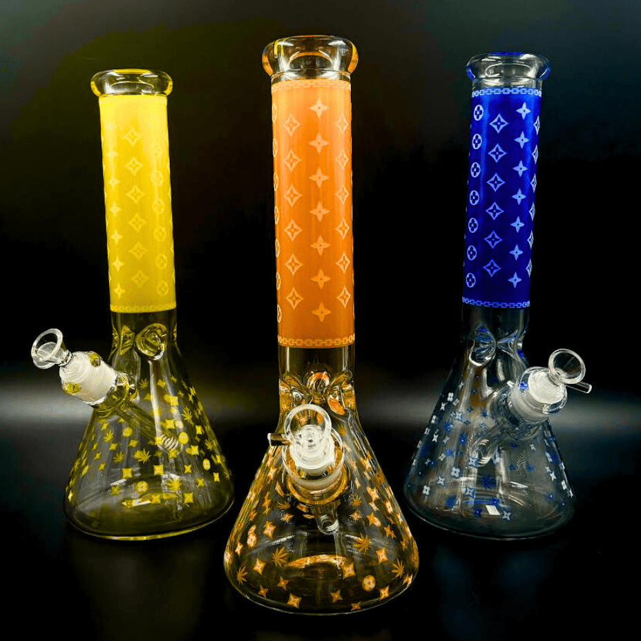 LV Pattern 7mm Beaker Bong-Glow In The Dark-14.5" Vape Superstore  Saskatchewan Canada