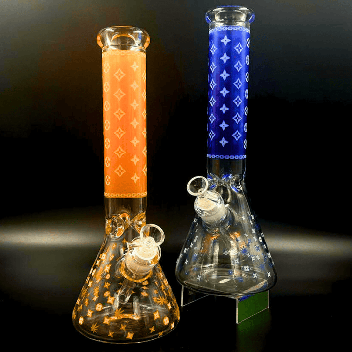LV Pattern 7mm Beaker Bong-Glow In The Dark-14.5" Vape Superstore  Saskatchewan Canada