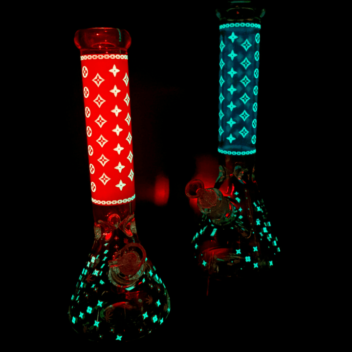 LV Pattern 7mm Beaker Bong-Glow In The Dark-14.5" Vape Superstore  Saskatchewan Canada