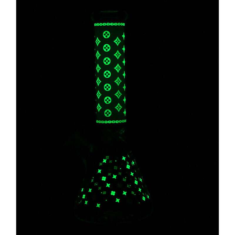 LV Pattern 7mm Beaker Bong-Glow In The Dark-14.5" Vape Superstore  Saskatchewan Canada