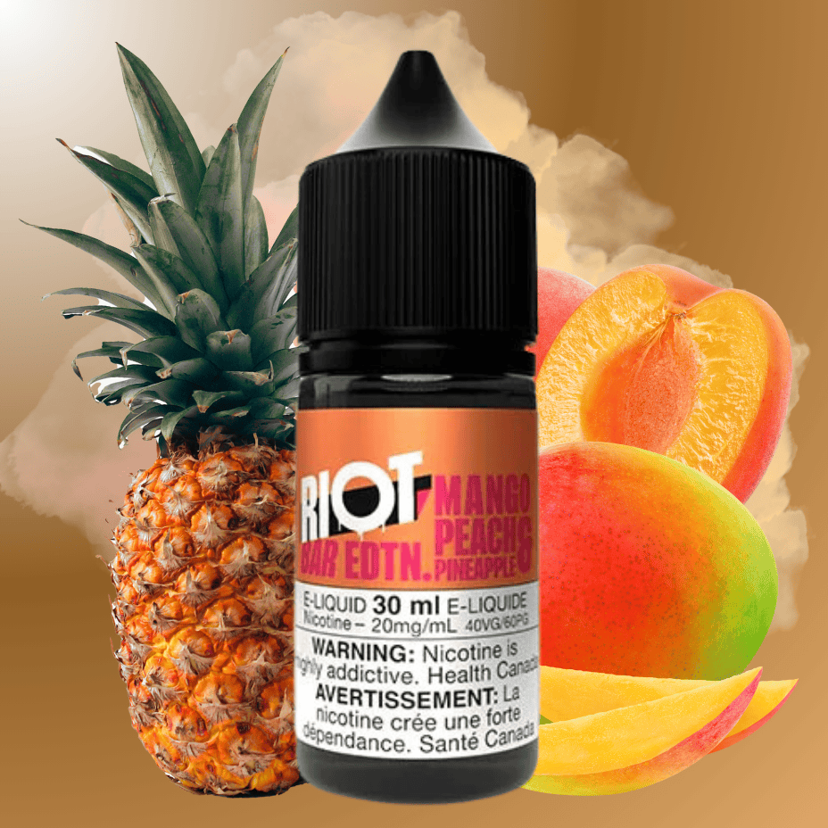 Mango Peach Pineapple Salt by Riot Bar Vape Superstore  Saskatchewan Canada