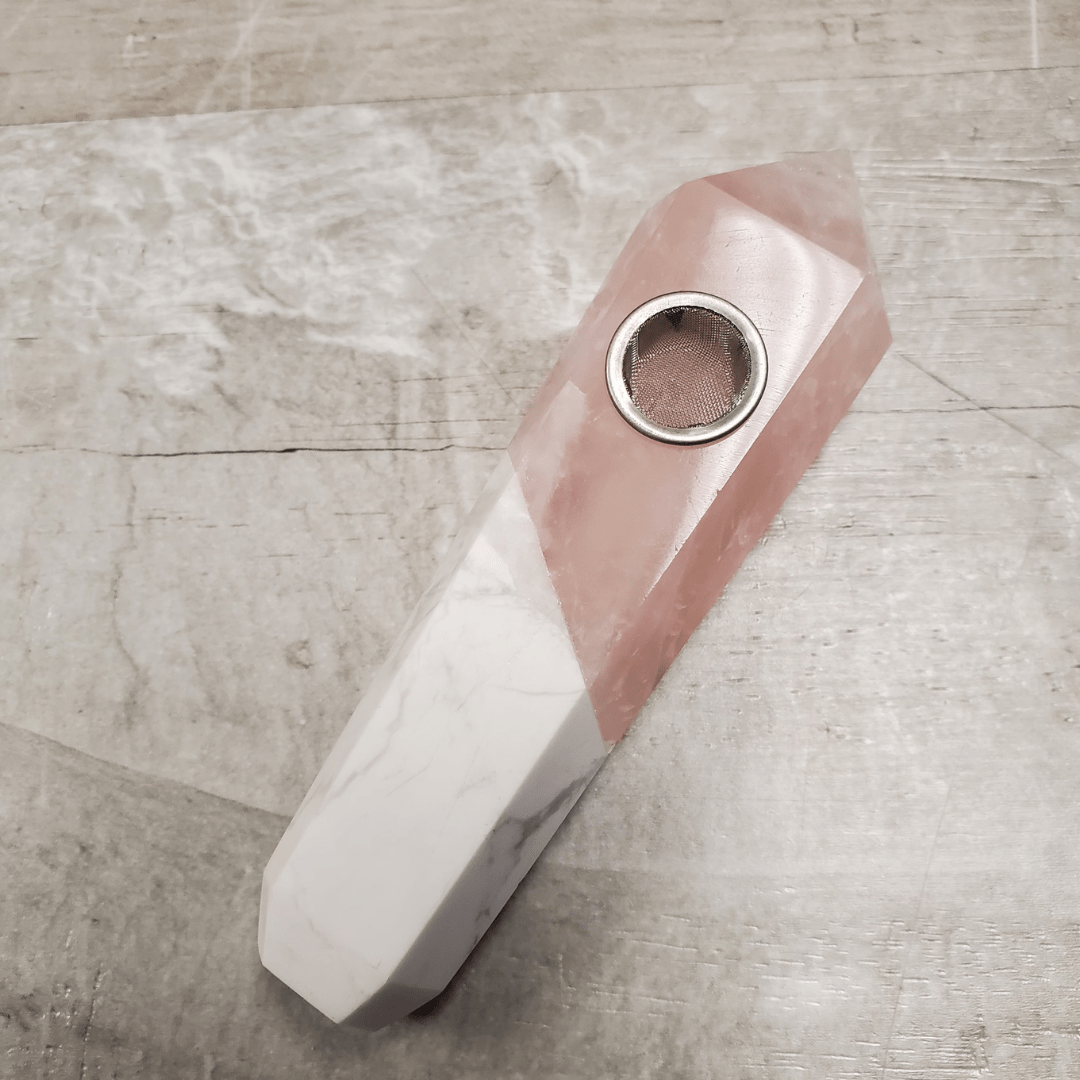 Natural Crystal Hand Pipes Rose Quartz/White Howlite Vape Superstore  Saskatchewan Canada