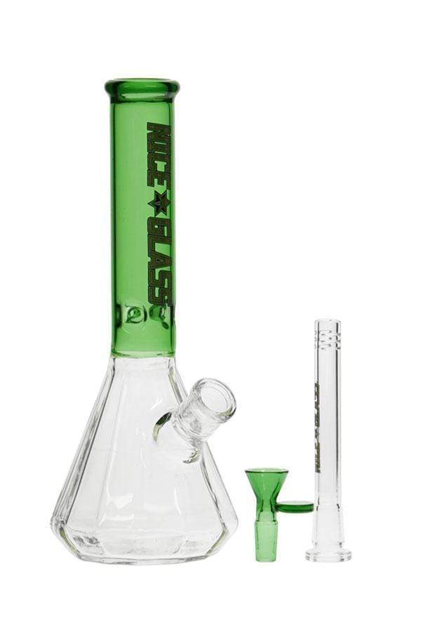 Nice Glass 12 sided Pyramid Beaker-12" Green Vapexcape Vape and Bong Shop Regina Saskatchewan