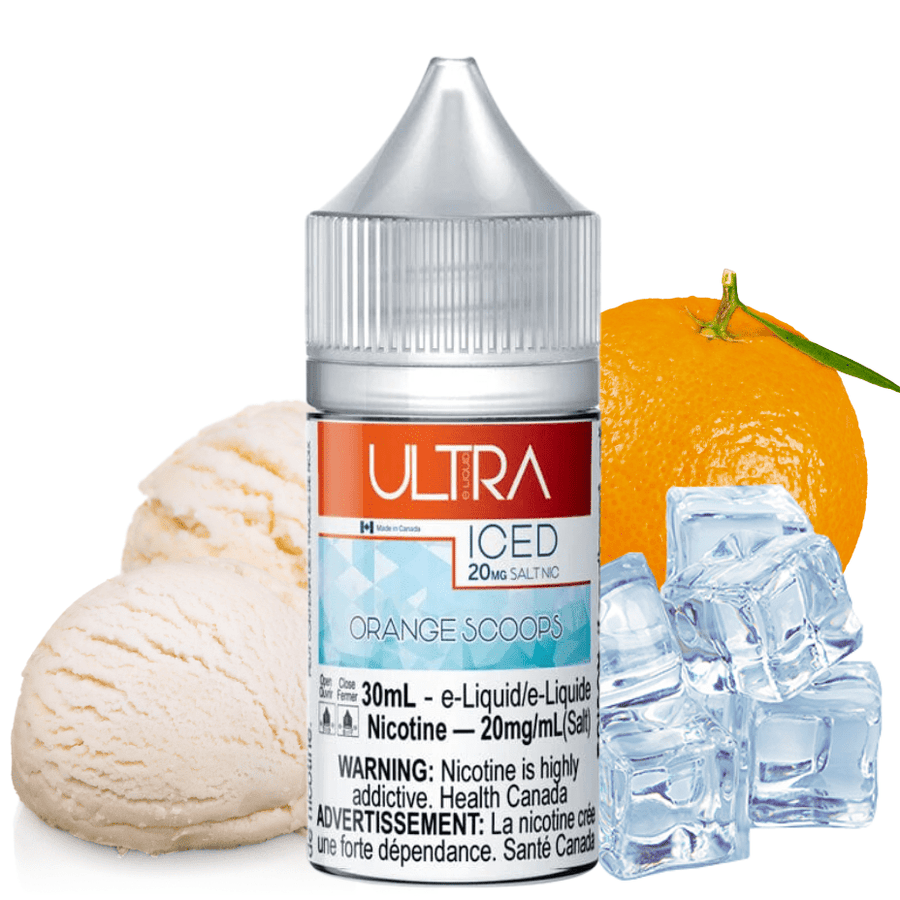 Orange Scoops Ice Salt by Ultra E-Liquid 30mL / 10mg Vapexcape Vape and Bong Shop Regina Saskatchewan