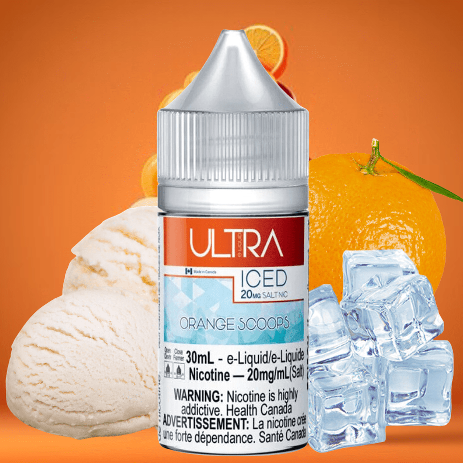 Orange Scoops Ice Salt by Ultra E-Liquid Vapexcape Vape and Bong Shop Regina Saskatchewan