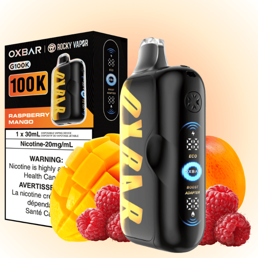 Oxbar G100K Disposable Vape - Raspberry Mango 30mL / 100000 Puffs / 20mg Vape Superstore  Saskatchewan Canada