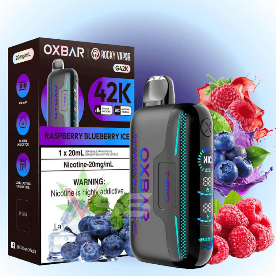 Oxbar G42k Disposable Vape-Raspberry Blueberry Ice 20mg / 42000 Vape Superstore  Saskatchewan Canada