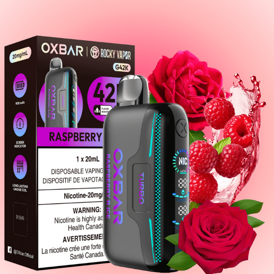Oxbar G42k Disposable Vape-Raspberry R Ice 20mg / 42000 Puffs Vapexcape Vape and Bong Shop Regina Saskatchewan