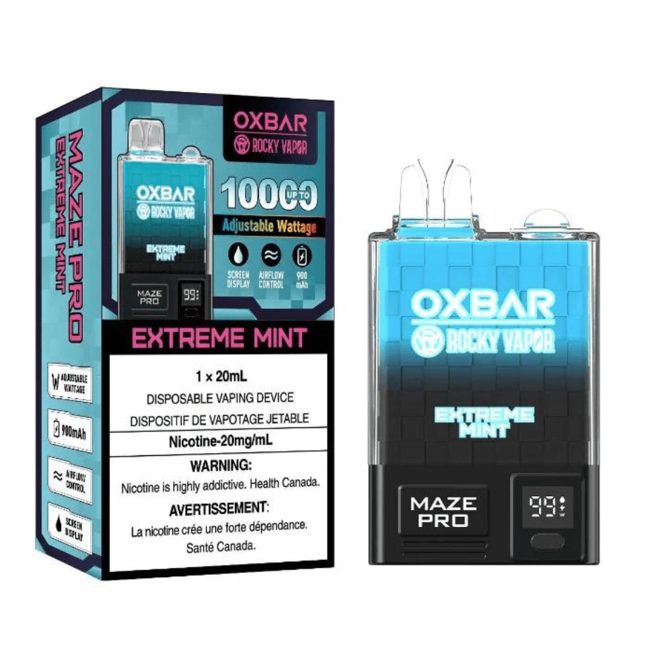 OXBAR Maze PRO 10,000 Disposable Vape-Extreme Mint 20mg / 10000Puffs Vapexcape Vape and Bong Shop Regina Saskatchewan