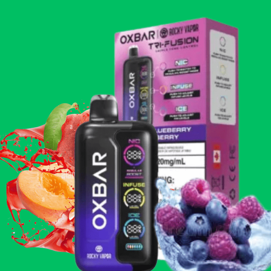 Oxbar Tri-Fusion 45k Disposable Vape-Peach Blueberry Raspberry 45000 Puffs / 20mg Vapexcape Vape and Bong Shop Regina Saskatchewan