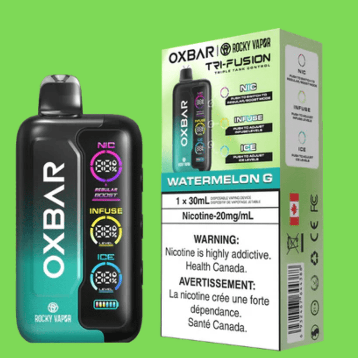 Oxbar Tri-Fusion 45k Disposable Vape-Watermelon G 45000 Puffs / 20mg Vapexcape Vape and Bong Shop Regina Saskatchewan