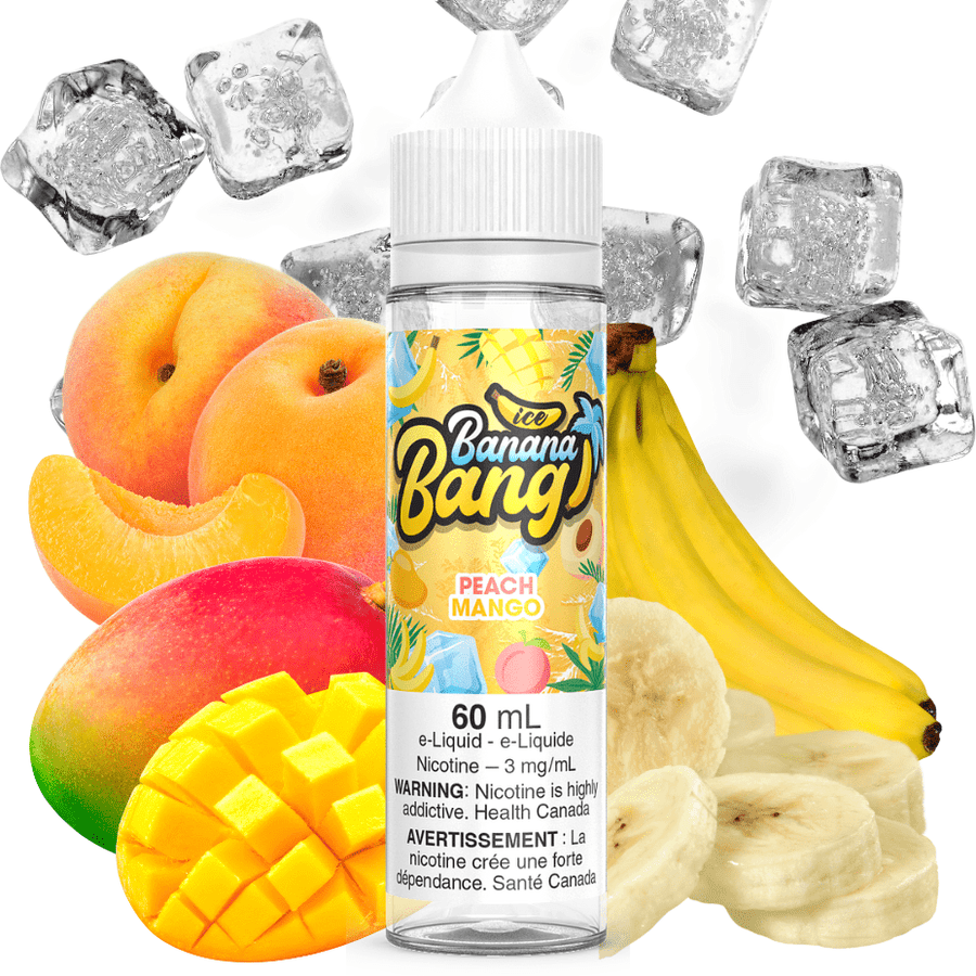 Peach Mango Ice by Banana Bang E-Liquid 60ml / 3mg Vapexcape Vape and Bong Shop Regina Saskatchewan