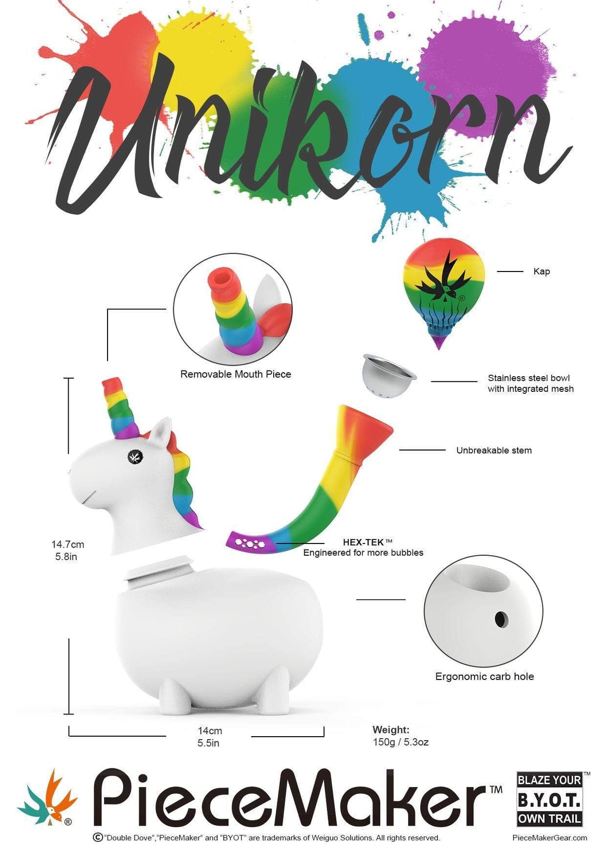 PieceMaker Silicone Unikorn Bubbler Vape Superstore  Saskatchewan Canada