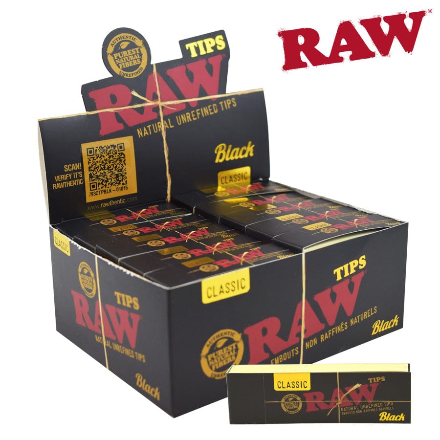 RAW Classic Rolling Paper Tips Black Unrefined Vapexcape Vape and Bong Shop Regina Saskatchewan