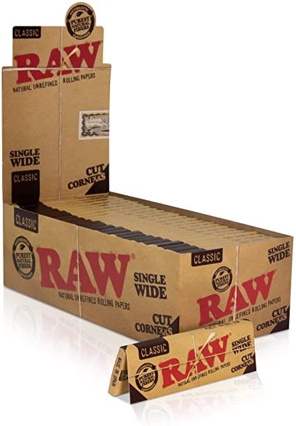 RAW Classic Single Wide Cut Corners Rolling Papers 70mm Vapexcape Vape and Bong Shop Regina Saskatchewan