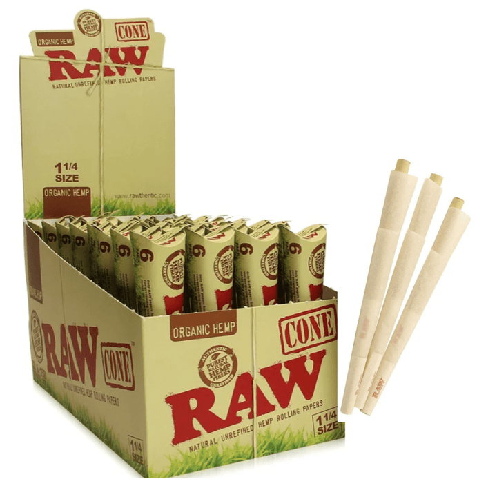 RAW Pre-Rolled Cones Organic Hemp-1 1/4" Vapexcape Vape and Bong Shop Regina Saskatchewan