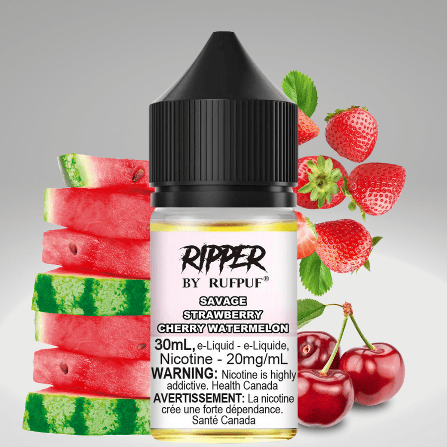 Ripper Rufpuf Salt-Savage Strawberry Cherry Watermelon 30ml / 10mg Vapexcape Vape and Bong Shop Regina Saskatchewan