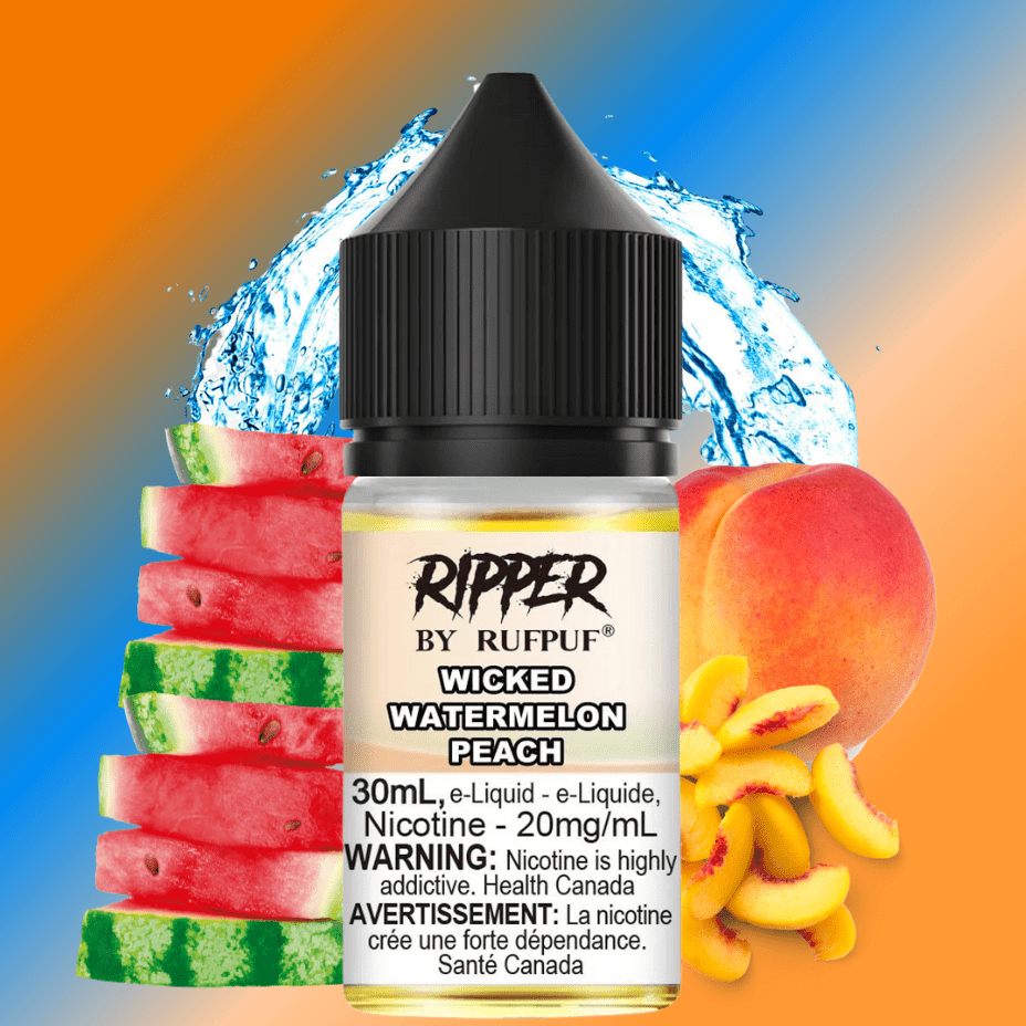 Ripper Rufpuf Salt-Wicked Watermelon Peach 30ml / 10mg Vapexcape Vape and Bong Shop Regina Saskatchewan
