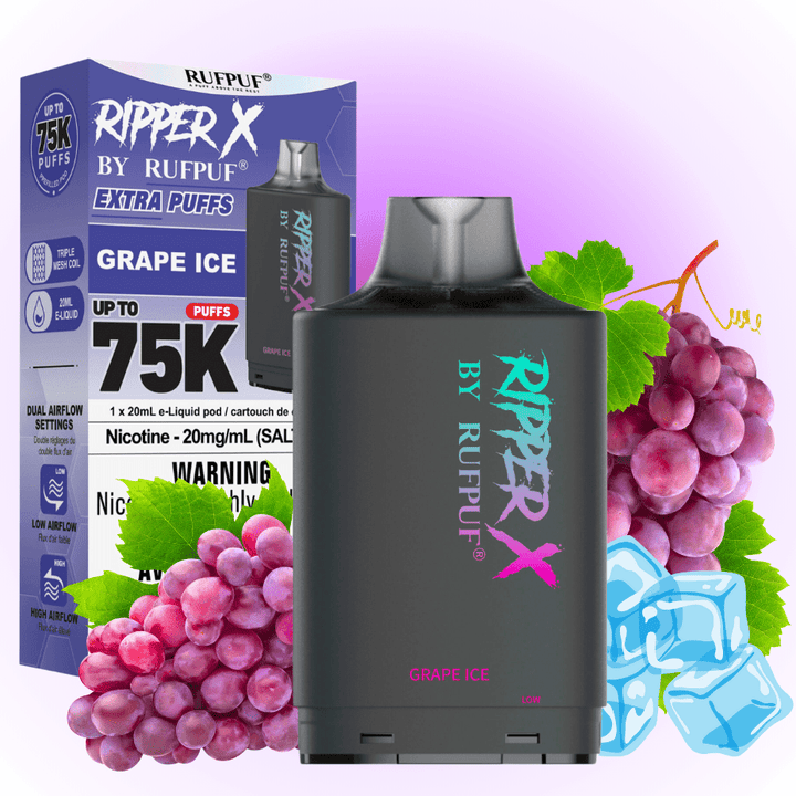 Ripper X 75k Turbo Pod - Grape Ice 20mg / 75000 Puffs Vape Superstore  Saskatchewan Canada